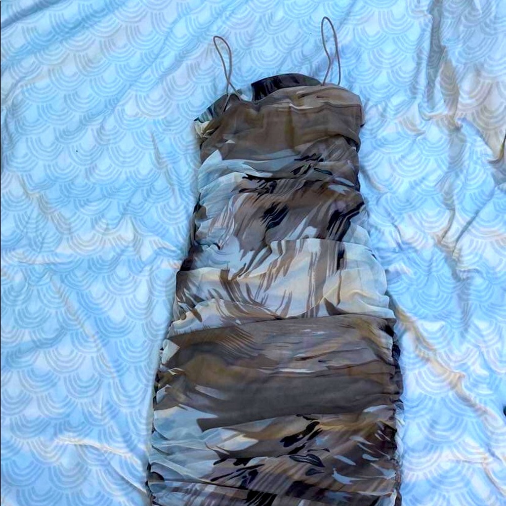 Marble pattern midi dress